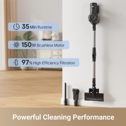DREAME J10 Cordless Stick Vacuum Cleaner, 8K Pa Powerful Suction, 4x2200 mAh Battery, 35 Minutes Running Time, Folding Tube for Corner Cleaning, 0.5 Litre