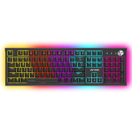 Ant Esports MK1850 Mechanical Wired Gaming Keyboard Blue Switch Hot-Swap Mech Keyboard with Volume Knob 17 Modes RGB Backlit Full Keys Anti-Ghosting,Dual Colour Injection Moulded Key capsfor PC-Black - Unboxify