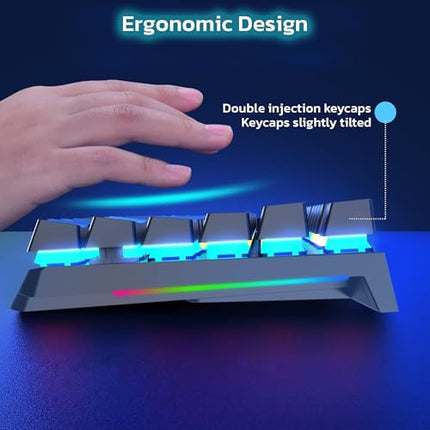 Ant Esports MK1850 Mechanical Wired Gaming Keyboard Blue Switch Hot-Swap Mech Keyboard with Volume Knob 17 Modes RGB Backlit Full Keys Anti-Ghosting,Dual Colour Injection Moulded Key capsfor PC-Black - Unboxify