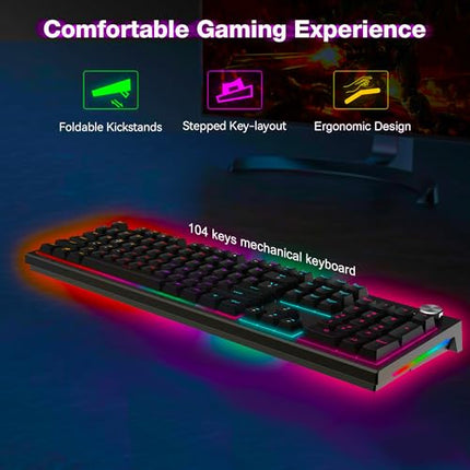 Ant Esports MK1850 Mechanical Wired Gaming Keyboard Blue Switch Hot-Swap Mech Keyboard with Volume Knob 17 Modes RGB Backlit Full Keys Anti-Ghosting,Dual Colour Injection Moulded Key capsfor PC-Black - Unboxify