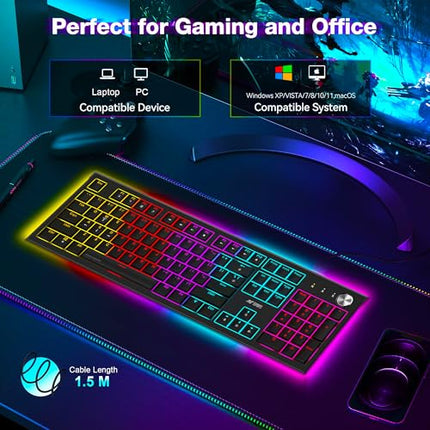 Ant Esports MK1850 Mechanical Wired Gaming Keyboard Blue Switch Hot-Swap Mech Keyboard with Volume Knob 17 Modes RGB Backlit Full Keys Anti-Ghosting,Dual Colour Injection Moulded Key capsfor PC-Black - Unboxify