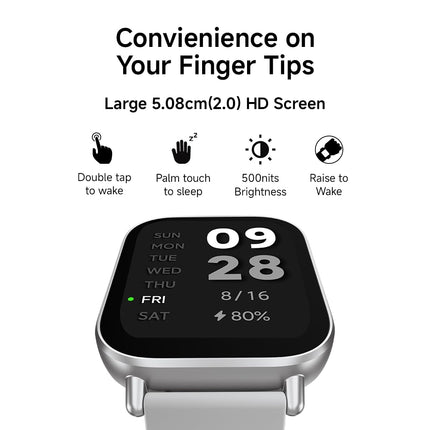 Redmi Watch 5 Active, 2" Display, Metal Body, 18 Day Battery, Bluetooth Calling, Advanced AI Noise Cancellation, Alexa, Matte Silver (M2351W1) - Unboxify