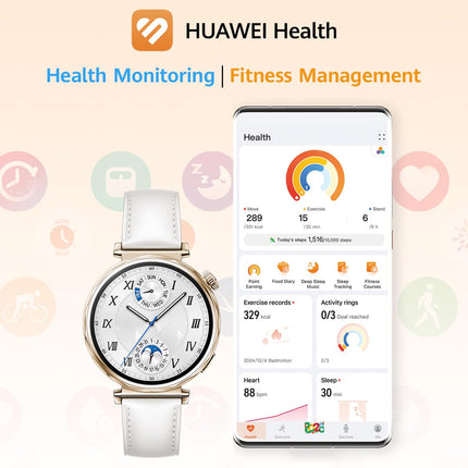 HUAWEI Watch GT 5 41mm Smartwatch, Up to 7 Days Battery Life, iOS & Android Compatible,Built in Maps, Pro-Level Sports Call&Message Reply, Free FreeBuds 5I (White)