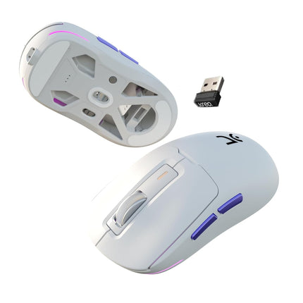Kreo Pegasus 58 GMS Ultra Lightweight Wireless Gaming Mouse, Top PixArt Sensor, 6 Programmable Buttons, Bluetooth, 2.4GHz Connectivity Gaming Mouse, DPI Upto 26000, Software Included (White) - Unboxify