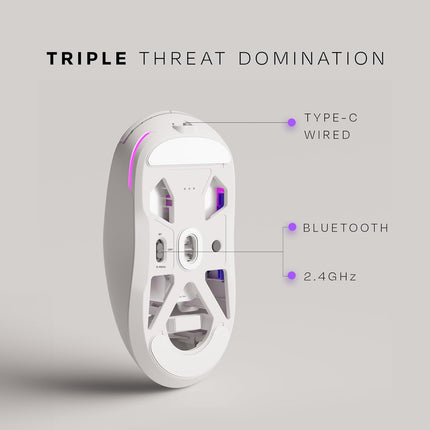 Kreo Pegasus 58 GMS Ultra Lightweight Wireless Gaming Mouse, Top PixArt Sensor, 6 Programmable Buttons, Bluetooth, 2.4GHz Connectivity Gaming Mouse, DPI Upto 26000, Software Included (White) - Unboxify