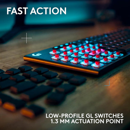 Logitech G915 X LIGHTSPEED Low-Profile Wireless Gaming Keyboard, Double-Shot PBT Keycaps, Fully Programmable Keys, RGB Backlighting, Sleek Aluminum Finishing, GL Brown Tactile Switches - PC/Mac- Black