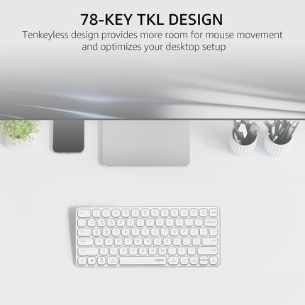 RAPOO E9050L Bluetooth Wireless Multi-Device Keyboard(4 Devices), Rechargeable, Led Indicators, Ultra-Thin, Ergonomic, Compatible with Windows, iOS, Android, Tab, Smartphones -White, 3-Year Warranty - Unboxify