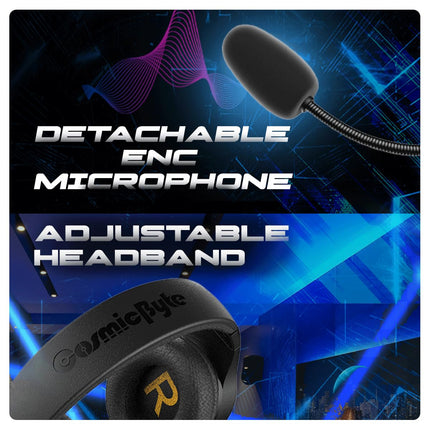 Cosmic Byte Inferno 2.4Ghz Wireless + Bluetooth + Wired Headphone, Dual Mode, 20ms Latency, 40Hrs Battery Life, 50mm Driver, ENC Microphone, Breathable Fabric Cushions (Black) - Unboxify
