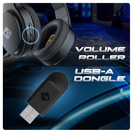 Cosmic Byte Inferno 2.4Ghz Wireless + Bluetooth + Wired Headphone, Dual Mode, 20ms Latency, 40Hrs Battery Life, 50mm Driver, ENC Microphone, Breathable Fabric Cushions (Black) - Unboxify