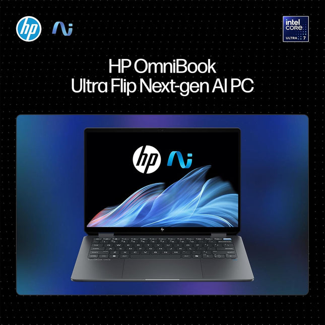 HP OmniBook Ultra Flip Next Gen AI PC Ultra 7 (32GB RAM/1TB SSD/2.8K OLED 16:10 90% STBR Touchscreen 500 nits/Windows 11/9MP Camera/Poly Studio/Backlit KB/MSO/14” (35.6cm)/Gray/1.34kg) fh0029TU Laptop (BRAND NEW/SEALED)