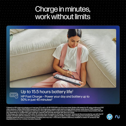 HP OmniBook Ultra Flip Next Gen AI PC Ultra 7 (32GB RAM/1TB SSD/2.8K OLED 16:10 90% STBR Touchscreen 500 nits/Windows 11/9MP Camera/Poly Studio/Backlit KB/MSO/14” (35.6cm)/Gray/1.34kg) fh0029TU Laptop (BRAND NEW/SEALED)