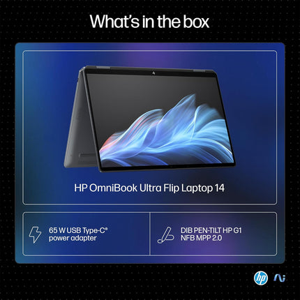 HP OmniBook Ultra Flip Next Gen AI PC Ultra 7 (32GB RAM/1TB SSD/2.8K OLED 16:10 90% STBR Touchscreen 500 nits/Windows 11/9MP Camera/Poly Studio/Backlit KB/MSO/14” (35.6cm)/Gray/1.34kg) fh0029TU Laptop (BRAND NEW/SEALED)