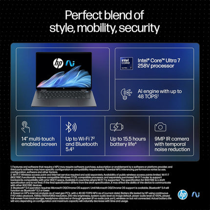 HP OmniBook Ultra Flip Next Gen AI PC Ultra 7 (32GB RAM/1TB SSD/2.8K OLED 16:10 90% STBR Touchscreen 500 nits/Windows 11/9MP Camera/Poly Studio/Backlit KB/MSO/14” (35.6cm)/Gray/1.34kg) fh0029TU Laptop (BRAND NEW/SEALED)