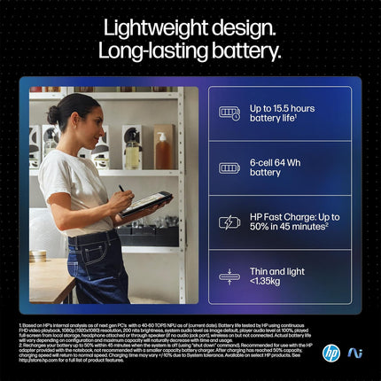 HP OmniBook Ultra Flip Next Gen AI PC Ultra 7 (32GB RAM/1TB SSD/2.8K OLED 16:10 90% STBR Touchscreen 500 nits/Windows 11/9MP Camera/Poly Studio/Backlit KB/MSO/14” (35.6cm)/Gray/1.34kg) fh0029TU Laptop (BRAND NEW/SEALED)