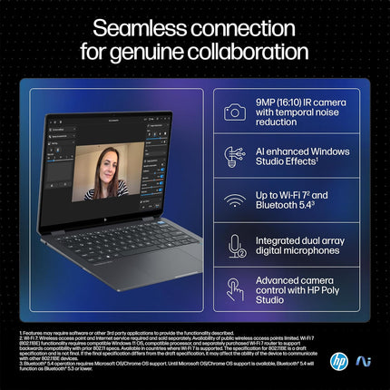 HP OmniBook Ultra Flip Next Gen AI PC Ultra 7 (32GB RAM/1TB SSD/2.8K OLED 16:10 90% STBR Touchscreen 500 nits/Windows 11/9MP Camera/Poly Studio/Backlit KB/MSO/14” (35.6cm)/Gray/1.34kg) fh0029TU Laptop (BRAND NEW/SEALED)