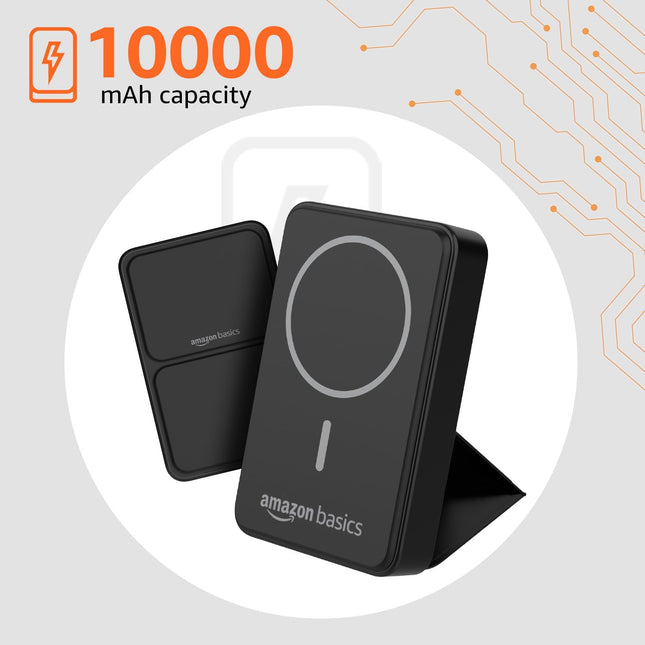amazon basics 10000mAh 20W Fast Charging Power Bank and 15W Wireless Output | Type C Power Delivery (Input & Output) Quick Charge| Two Way Fast Charge | Made in India (Black) - Unboxify