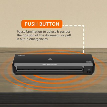 Amazon Basics Hot A4 Thermal Laminating Machine/Laminator A401 | Quick 5-Min Warm-Up | Push Button Pause | Durable Thermostats (100 Cycles) | 26.72 cm/min Speed | for Photos, IDs, Documents (Black) Visit the amazon basics Store - Unboxify
