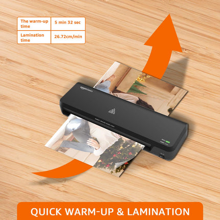 Amazon Basics Hot A4 Thermal Laminating Machine/Laminator A401 | Quick 5-Min Warm-Up | Push Button Pause | Durable Thermostats (100 Cycles) | 26.72 cm/min Speed | for Photos, IDs, Documents (Black) Visit the amazon basics Store - Unboxify