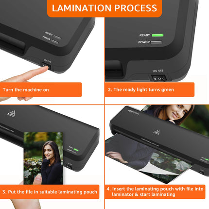 Amazon Basics Hot A4 Thermal Laminating Machine/Laminator A401 | Quick 5-Min Warm-Up | Push Button Pause | Durable Thermostats (100 Cycles) | 26.72 cm/min Speed | for Photos, IDs, Documents (Black) Visit the amazon basics Store - Unboxify