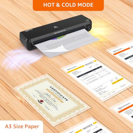 Amazon Basics Hot & Cold A3 Thermal Laminating Machine/Laminator A303 | Fast 2-Min Warm-Up | Slide-Push Button | Durable Thermostats | Dual Light Indicators | for Photos, IDs, Documents, Certificates - Unboxify
