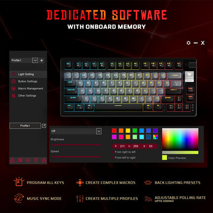 EvoFox Ronin Wired Mechanical Gaming Keyboard | 9 Layer Gasket Sound Dampening Design, Outemu Red Silent Switches, Hot Swappable, Per-Key RGB, nKey Rollover, Volume Knob | Windows Software (Black) - Unboxify