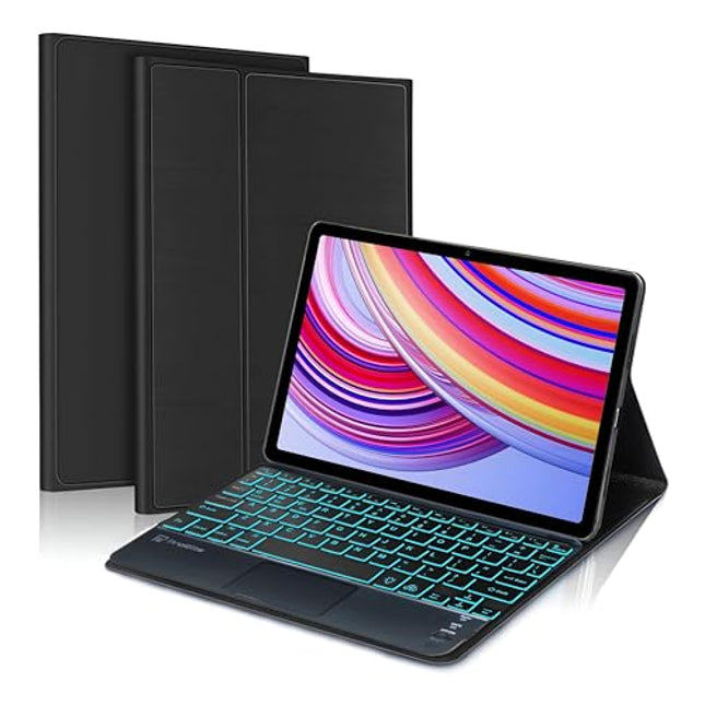 ProElite TouchPad Keyboard case for Redmi Pad SE 11 inch, Magnetic Detachable Wireless Bluetooth TouchPad Keyboard Built-in 7-Colors Backlit, Black - Unboxify
