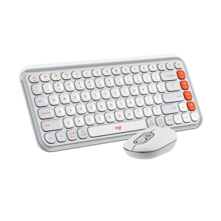 Logitech POP ICON Combo, Bluetooth Keyboard and Mouse Combo, Comfortable Typing, programmable Keys and Buttons, Quiet clicks, Easy-Switch up to 3 Devices - Off-White