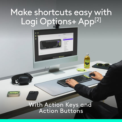 Logitech POP ICON Combo, Bluetooth Keyboard and Mouse Combo, Comfortable Typing, programmable Keys and Buttons, Quiet clicks, Easy-Switch up to 3 Devices - Off-White