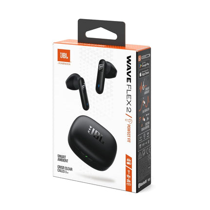JBL Wave Flex 2 in-Ear Wireless Earbuds (TWS) with Mic,4 mics for Crisp & Clear Calls,40 Hours Battery,Ip54 Water&Dust Resistance,Multi-Point Connection (Black)