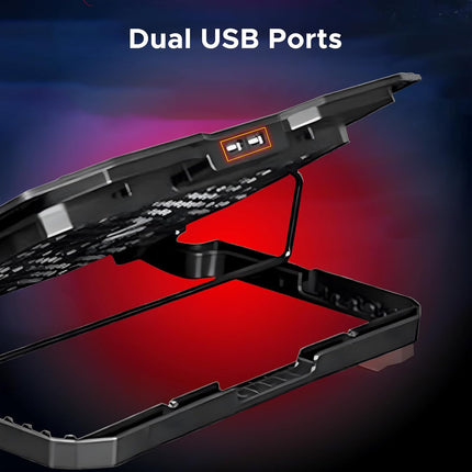 Ant Esports NC190 Laptop Cooling Pad Laptop Cooler with Mobile Holder 1 * 1 125mm and 4 * 1 60mm Quite Red Fans LED Display Laptop Holder 5 Height Adjustable Angle 2USB Ports for Laptop up to 15.6”
