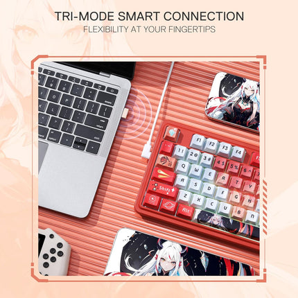 Redragon K673 PRO SE 75% 81 Keys Wireless Gasket RGB Gaming Keyboard, 3-Mode Anime Mechanical Keyboard w/Hot-Swap Socket, Dedicated Knob Control & 5-Layer Noise Dampening, Custom Hi-Fi Linear Switch - Unboxify