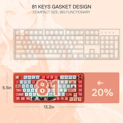 Redragon K673 PRO SE 75% 81 Keys Wireless Gasket RGB Gaming Keyboard, 3-Mode Anime Mechanical Keyboard w/Hot-Swap Socket, Dedicated Knob Control & 5-Layer Noise Dampening, Custom Hi-Fi Linear Switch - Unboxify