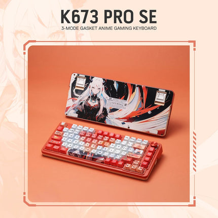 Redragon K673 PRO SE 75% 81 Keys Wireless Gasket RGB Gaming Keyboard, 3-Mode Anime Mechanical Keyboard w/Hot-Swap Socket, Dedicated Knob Control & 5-Layer Noise Dampening, Custom Hi-Fi Linear Switch - Unboxify