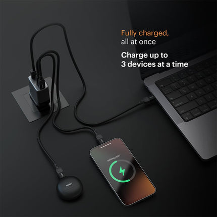 Noise Power Series 100W GaN Charger: Fast Charging Adapter, 4 Ports (3 USB-C + 1 USB-A), Globally Compatible, iPhone 0 to 50% in 27mins, Supports All iPhones, Android Phones, Laptops, Macbooks (Black) - Unboxify