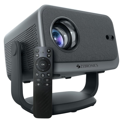 ZEBRONICS PIXAPLAY 67, Smart LED Projector, 8000 Lumens, 4K Support, 150 Inches Screen Size, Auto [ Focus | Keystone ], BT v5.2, HDMI, USB, RJ45, WiFi, 1080p Native, APP Support, BT Remote, Miracast