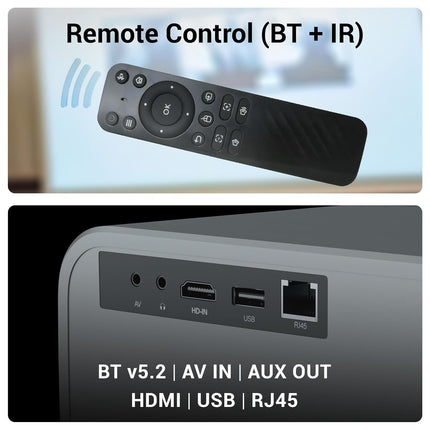 ZEBRONICS PIXAPLAY 67, Smart LED Projector, 8000 Lumens, 4K Support, 150 Inches Screen Size, Auto [ Focus | Keystone ], BT v5.2, HDMI, USB, RJ45, WiFi, 1080p Native, APP Support, BT Remote, Miracast