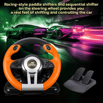Ant Esports GW V3 PC Steering Wheel 270° Degree Vibration Gaming Steering Wheel with Shifter and Pedal for PC, Xbox Series X|S, Xbox One