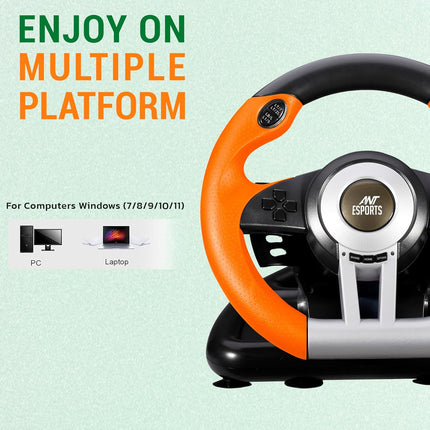 Ant Esports GW V3 PC Steering Wheel 270° Degree Vibration Gaming Steering Wheel with Shifter and Pedal for PC, Xbox Series X|S, Xbox One