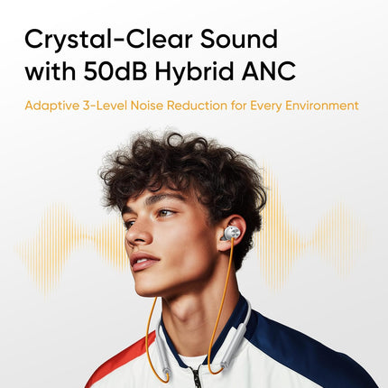 realme Buds Wireless 5 ANC in Ear Bluetooth Headphones,50dB ANC, 13.6mm Dynamic Bass Driver,360? Spatial Audio,45ms Low Latency,Upto 38hrs Playback,IP55 Rating,Dual Device Connection (Dawn Silver) - Unboxify