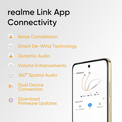 realme Buds Wireless 5 ANC in Ear Bluetooth Headphones,50dB ANC, 13.6mm Dynamic Bass Driver,360? Spatial Audio,45ms Low Latency,Upto 38hrs Playback,IP55 Rating,Dual Device Connection (Dawn Silver) - Unboxify