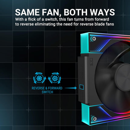 Ant Esports QuartzFlow 3-In-1 120mm ARGB Stackable Case Fan Kit with Forward/Reverse Switch and Wire Free Daisy Chain - Black - Unboxify