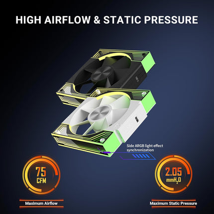 Ant Esports QuartzFlow 3-In-1 120mm ARGB Stackable Case Fan Kit with Forward/Reverse Switch and Wire Free Daisy Chain - Black - Unboxify