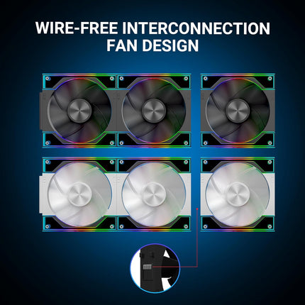 Ant Esports QuartzFlow 3-In-1 120mm ARGB Stackable Case Fan Kit with Forward/Reverse Switch and Wire Free Daisy Chain - Black - Unboxify