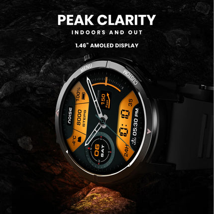 Noise Endeavour 2 Rugged Smart Watch – 1.46″ AMOLED Display, Built-in GPS, ABC Sensors, Up to 7-Day Battery, 5ATM Water Resistance, AI, Strava Integration, for iOS & Android (Jet Black) - Unboxify