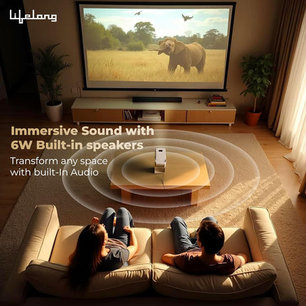 Lifelong Electronics Lightbeam 2 Pro Smart Projector | Android, 1080P HD Native & 4K Ultra HD Support, 4000 Lumens | for Room & Outdoors | All OTT Apps | WiFi/BT, Mirroring, USB, HDMI, 180°, Speakers