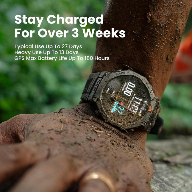 Amazfit T-Rex 3 Outdoor Rugged Military 48mm Smart Watch, Built in GPS, 27 Days Battery Life, Offline Maps, 2000 Nits Brightness, 10 ATM Water Resistance, AI Coach, for iOS & Android (Gray)