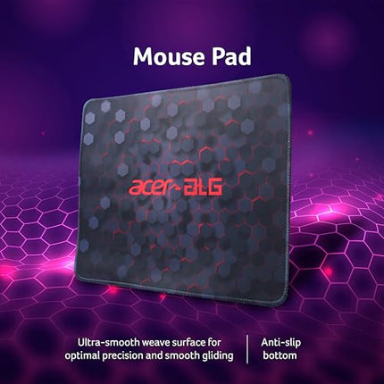 Acer 4 in 1 Wired Gaming Combo, 7 Color LED Backlit Keyboard, RGB Mouse (800/1600/2400/3200 DPI), Premium Gaming Headset (50mm Driver, 120dB) with Mixed Light Effect, Fabric Weave Mousepad (Black) - Unboxify