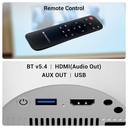 ZEBRONICS PIXAPLAY 63, Smart LED Projector, 5000 Lumens, 150 Inch Screen Size, 200° Tilt Mechanism, Auto Keystone Adaptation, Android, Built-in Speaker, Bluetooth, HDMI ARC, WiFi, 1080p, Miracast