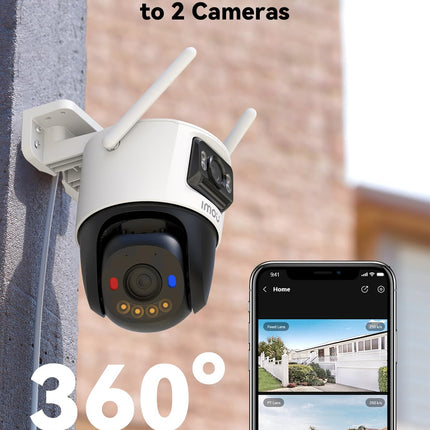 Imou 5MP+5MP Dual Lens CCTV Camera Home Outdoor, Pan-Tilt Wi-Fi Camera, AI Human and Vehicle Detection, Smart Color Night Vision, Red-Blue Warning Light, Two Way Talk, Privacy Mode, Weatherproof - Unboxify