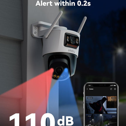 Imou 5MP+5MP Dual Lens CCTV Camera Home Outdoor, Pan-Tilt Wi-Fi Camera, AI Human and Vehicle Detection, Smart Color Night Vision, Red-Blue Warning Light, Two Way Talk, Privacy Mode, Weatherproof - Unboxify